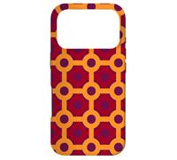 Burnt Orange Deep Maroon Red Circles Connected Rods Pattern Coque pour iPhone 17 Pro