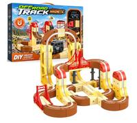 Buroku Circuit magnétique tout-terrain 115 pièces avec voiture 4 x 4, piste modulaire 3D avec ponts et rampes, jeu de construction magnétique pour enfants à partir de 3 ans