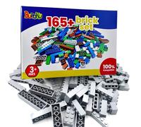 Buroku - Ensemble de Construction Gris de 165 Pièces | Briques de Jouet Compatibles avec Toutes Les Marques | Favorise la Créativité et l'Imagination | Tailles Variées | Sûr et Non Toxique | Briques