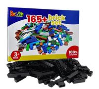 Buroku - Ensemble de Construction Noir de 165 Pièces | Briques de Jouet Compatibles avec Toutes Les Marques | Favorise la Créativité et l'Imagination | Tailles Variées | Sûr et Non Toxique | Briques