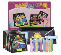 Buroku - Kit d'Art sur Sable pour Enfants | 10 Feuilles de Dessins Amusants | 10 Bouteilles de Couleurs Vibrantes | Encourage la Créativité et les Compétences Motrices | Jeu de Peinture