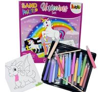 Buroku - Kit de Sable Coloré pour Enfants | 6 Tableaux d’Animaux Fantastiques 20x20 cm | 24 Couleurs Vives | Développe la Créativité et la Motricité | Jeu de Peinture