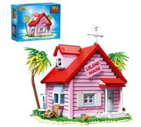 Buroku Maison tropicale de l'île Tortue | 1434 pièces | Modèle de blocs de construction | Villa rose de collection | Décoration de bureau et cadeau pour fans d'anime