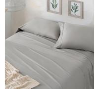 Burrito Blanco Atelier CASA Parure de lit 3 pièces 3 pièces 100% Coton satiné 300 Fils avec Drap Plat, taie d'oreiller et Drap-Housse Gris 405 (150 x 190/200 cm)