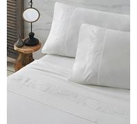 Burrito Blanco Draps en Coton brodés pour lit de 180 cm (+ Dimensions Disponibles) | Draps Blancs en Coton Percale 200 Fils | Couleur 401 Blanc