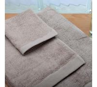 Burrito Blanco Lot de 3 Serviettes de Bain 100% éponge Coton avec liseré Jacquard 30 x 50 cm Couleur Pierre