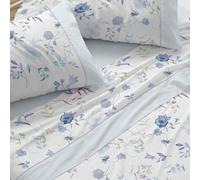 Burrito Blanco Parure de lit 50% Coton 50% Polyester Lit 150-160 cm Bleu | 4 pièces : drap-housse, drap et 2 taies | 144 fils | Toucher doux | Longue durée de vie