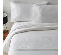 Burrito Blanco Parure de lit en Coton brodée pour lit de 150 cm (+ Dimensions Disponibles) en Coton Percale 200 Fils Couleur 401 Blanc (150 x 190/200 cm)