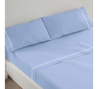 Burrito Blanco Underzy Parure de lit 3 pièces en mélange de Coton pour lit Double de 160 cm (Drap Plat, taie d'oreiller et Drap Housse) Bleu Ciel 241 cm (160 x 190/200 cm)