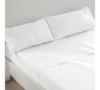 Burrito Blanco Underzy Parure de lit 3 pièces en mélange de Coton pour lit Simple de 150 cm (Drap Plat, taie d'oreiller et Drap Housse) Blanc Naturel 241 cm (150 x 190/200 cm)