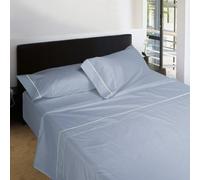 Burrito Blanco Underzy Parure de lit 3 pièces en mélange de Coton pour lit Simple de 80 cm (Drap Plat, taie d'oreiller et Drap Housse) Bleu Ciel 241 cm (80 x 190/200 cm)