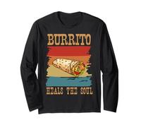 Burrito Heals The Soul Retro Vintage Mexican Food Humour Manche Longue
