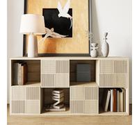 BursDany Bibliothèque 8 Cubes avec 4 Portes - Meuble de Rangement Multifonction, Étagère sur Pied pour Salon, Chambre, Bureau, Naturel 125x30x60 cm