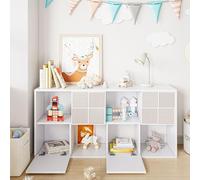 BursDany Bibliothèque 8 Cubes avec 4 Portes - Meuble de Rangement Multifonction, Étagère sur Pied pour Salon, Chambre, Bureau, Blanc 125x30x60 cm