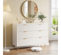 BursDany Commode à 6 Tiroirs, Meuble de Rangement, Style Scandinave, Buffet pour Chambre, Salon, Bureau, 100 x 34 x 73 cm, Blanc