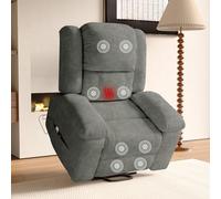 BursDany Fauteuil Relax Électrique - avec Fonction Massage et Chaleur, Aide à la Verticalisation, Repose-Pieds, Poches, Fauteuil Massant pour Chambre à Coucher, Salon et Home Cinéma (Gris)