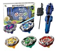 Burst X Toupie Set, 5Pcs X Toupies avec 2 Lanceurs et 1 Poignée, Fusion MéTaux Toupie de Combat Jouet Set De Cadeau Jouet pour Filles et garçons