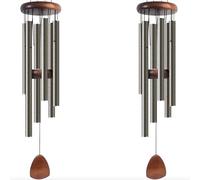 Bursvik Lot de 2 grands carillons éoliens en aluminium de 94 cm pour créer une atmosphère zen - Convient pour l'extérieur, le jardin, la terrasse - Carillon à vent avec attrape-vent - Cadeau unisexe