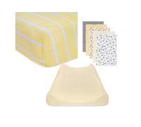 Burt's Bees Baby Coffret cadeau unisexe pour bébé - Drap de berceau, housse de matelas à langer et bavoirs, ensemble essentiel 100% coton bio