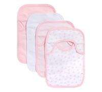 Burt's Bees Baby Lot de 4 bavoirs unisexes pour bébé, épaules inversées, rose