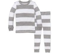 Burt's Bees Baby Pyjama bébé garçon 2 pièces T-shirt et pantalon 100 % coton bio, Rayures gris chiné., 24 mois