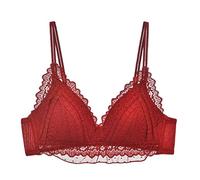 BURUVO Triangle Cup Pure désir sous-vêtements en Dentelle sans Anneau en Acier rassemblant Style français Pas Vide Bonnet Soutien-Gorge Red 105A
