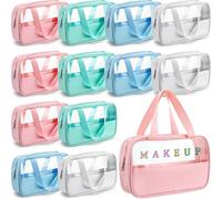 Buryeah Trousse de maquillage translucide pour homme et femme - Étanche - Portable - Avec poignées de suspension - 25,4 x 16,3 x 7,1 cm, multicolore