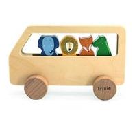 Bus en bois avec 4 animaux Beige G