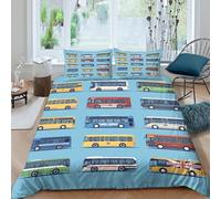 Bus icons set Parure de Lit résistante 3 pièces 3D Imprimée Entretien Facile Vector illustration style Linge de Lit avec Taie d'oreiller Hypoallergique for Enfants Garçons Ado King（220x240cm）