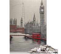 Bus in London Puzzles 1000 Pieces Cadeau Unique Jeu Éducatif Défi Jouet À De Qualité Supérieure Peinture Art pour Adultes Et Enfants À Partir De 14 Ans 1000pcs (75x50cm)