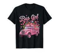 Bus Mignon pour Les Filles et Les Femmes Qui Aiment Les Bus et Les Fleurs T-Shirt