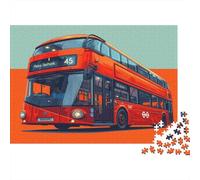 Bus Puzzle 1000 Pièces Adultes Autobus à impériale Divertissement Créatif Challenge Puzzle De Qualité Supérieure Aide À La Relaxation Multi Colour Décoration Moderne 1000pcs (75x50cm)