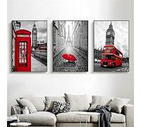 Bus rouge noir blanc Paris londres affiches et impressions peintures sur toile cabine téléphonique Art photos murales pour la décoration de la chambre 60x90cmx3 sans cadre