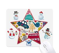 Bus Tower UK England Big Ben Landmark Christmas Snowman Family Star Mouse Pad