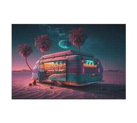 Bus Voiture Puzzle De 1000 Pièces Puzzle en Bois pour Enfants Adultes, Puzzle en Matériau Recyclé De Qualité Supérieure (75×50cm)