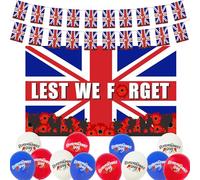 Buscando Ensemble de drapeaux commémoratifs pour le jour du Souvenir - Décorations du jour du Souvenir du Royaume-Uni - Bannière de ballons de commémoration - Accessoires d'extérieur et d'intérieur