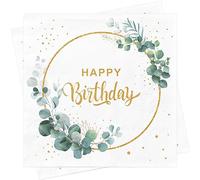 BUSCANDO Lot de 100 serviettes en papier vert eucalyptus pour fête, mariage, baptême, 33 x 33 cm