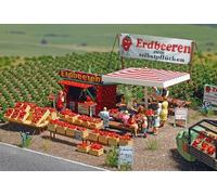 Busch 1073 - 1/87 / H0 Vente De Fraises / Stand De Vente / Marché - Neuf