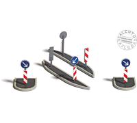 BUSCH 1111 - 1:87 H0 - Ensemble De 4 Îles Routiers Signalisation Avec Signal