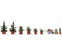BUSCH 1235 Prêt Monté 4 Etoiles de Noel 2 Mini-Fichten Pots Brouettes