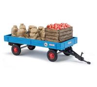 BUSCH 44995 Échelle Ho Remorque Due Axes à Bords Basses Cargaison Sacs et Fruits