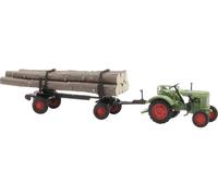 Busch 54152 H0 Modèle réduit de véhicule agricole Fendt F 15 Dieselross avec remorque en bois