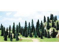 Busch – Sapins assortis BUE6497 – Modélisme ferroviaire échelle HO 50 pièces 60–110 mm