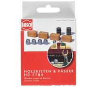 Busch Model – Décor pour maquette 7784 : 12 caisses et fûts, échelle HO/OO