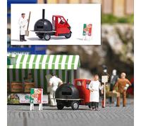 BUSCH 7992 Échelle HO Ape Piaggio Adaptée À La Vente De Pizza Dans La Rue