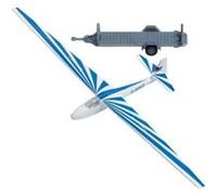 BUSCH ENVIRONNEMENT - BUE1155 - MODÉLISME FERROVIAIRE - PLANEUR BLEU ET BLANC AVEC REMORQUE G