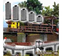 5 Piliers pour construction de pont BUSCH 12387 H0f - 5 piliers de pont, env. 13, 21, 29, 37 et 46 mm de hauteur