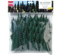 Busch – Sapins assortis BUE6497 – Modélisme ferroviaire échelle HO 50 pièces 60–110 mm