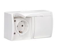 Busch-Jaeger 20/2 EW-54 SCHUKO® Prise Double (thermoplastique) Blanc Alpin océan® (IP 44) 2CKA002084A0711