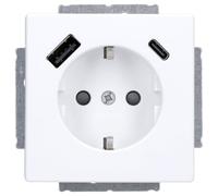 Busch-Jaeger 20 EUCB2USBAC-884 SCHUKO® USB-Steckdose, A/C future® linear, Studioweiß Matt (2CKA002011A6310)